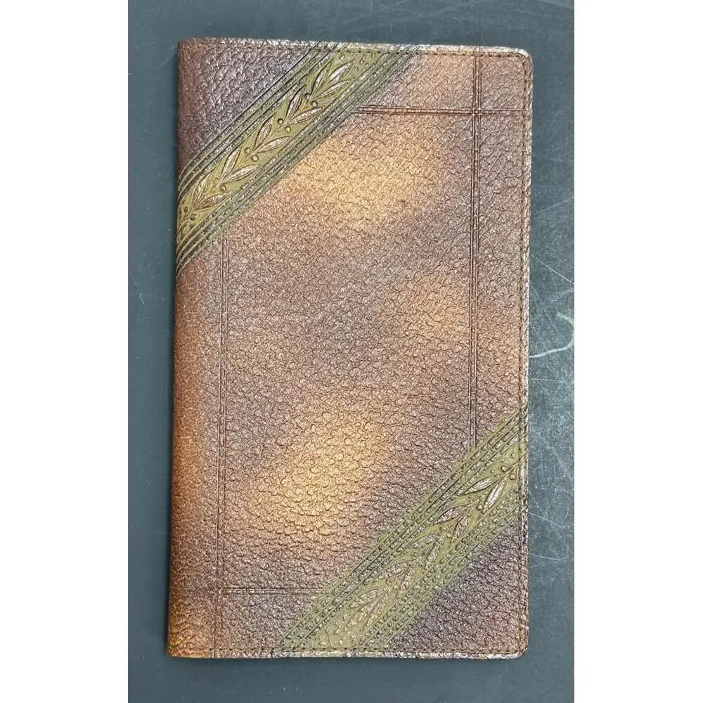 Vintage 1946 Mission Leather Wallet Day Planner By‎ Brown & Bigelow Art Cement